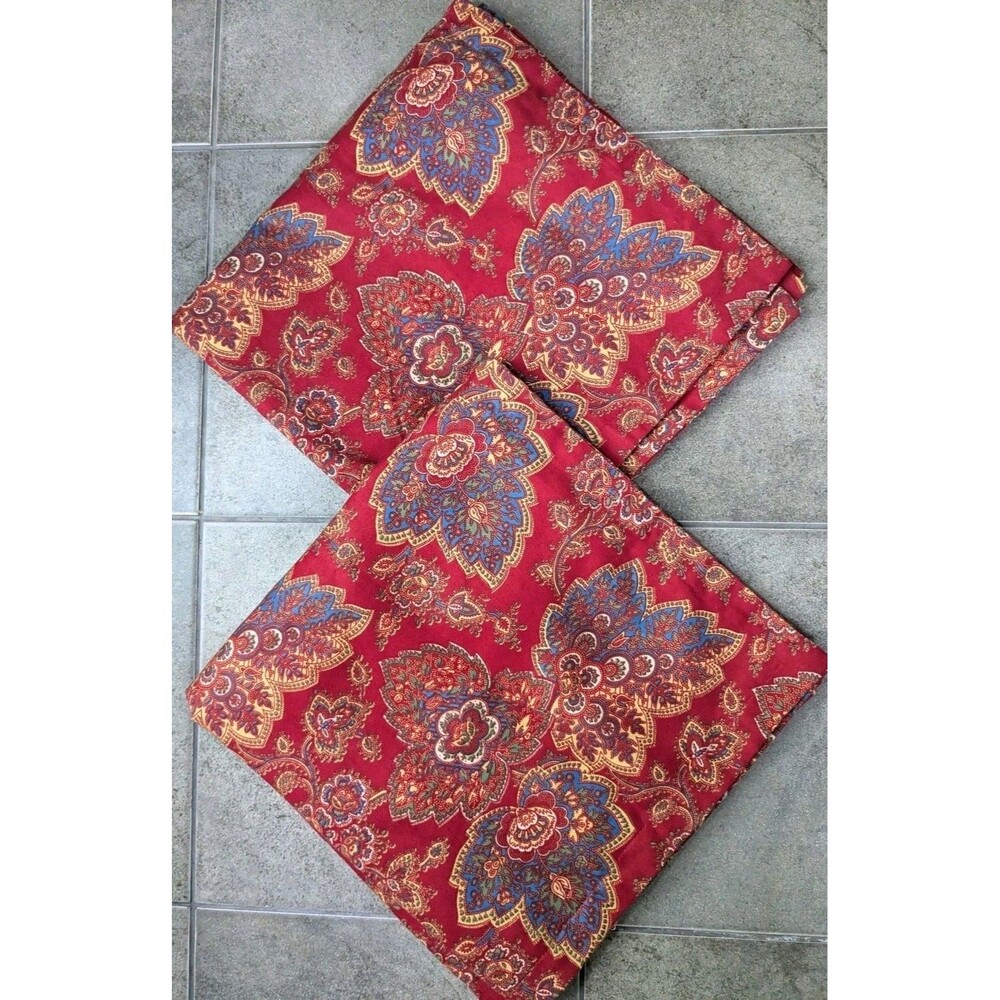French Country 26" Euro Sham Pair Red Multi Paisley Square Classic Luxury Lot 2